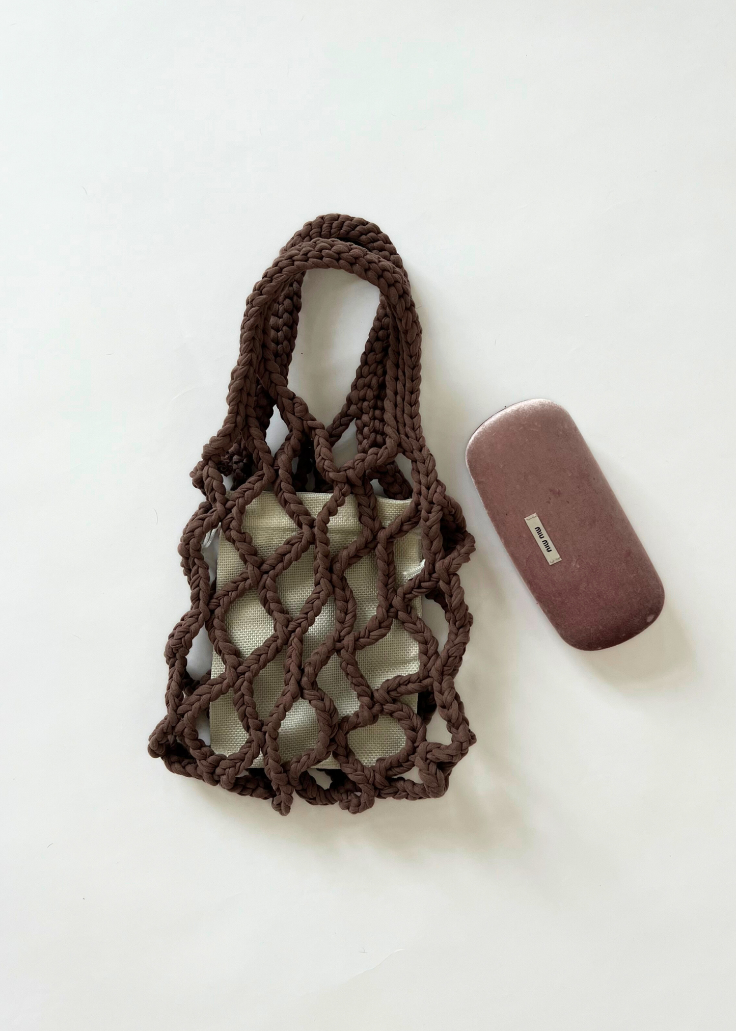 Crochet net bag - pecan