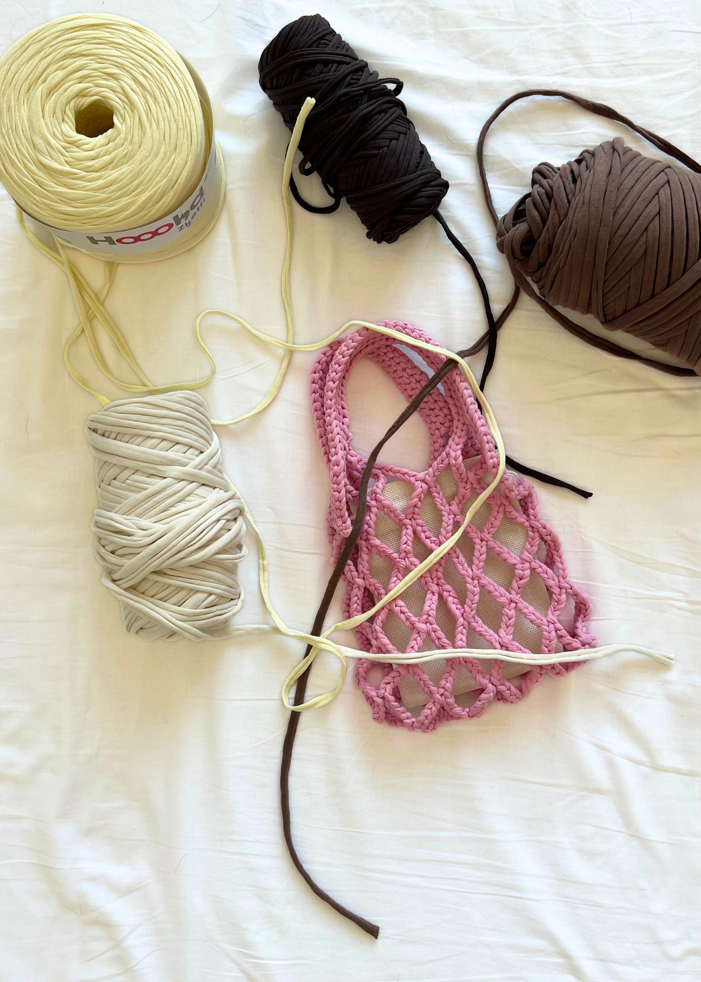 Crochet net bag - pink