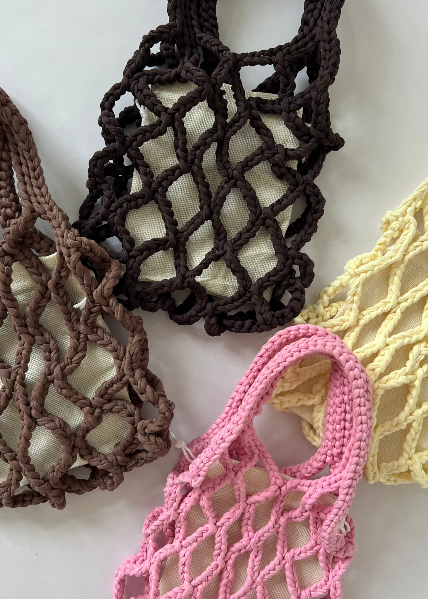Crochet net bag - pecan