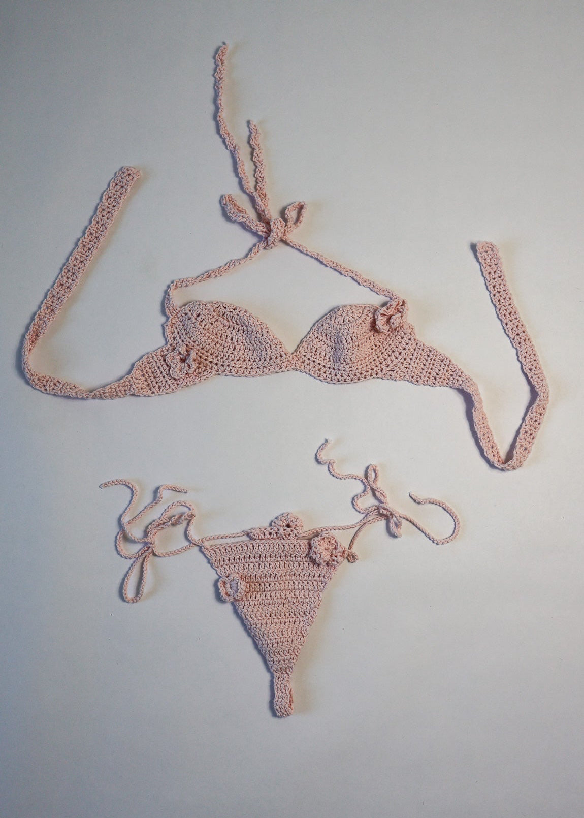 crochet bikini set, micro crochet swimwear, handmade pink bikini, triangle crochet top, dainty beachwear, artisan summer set