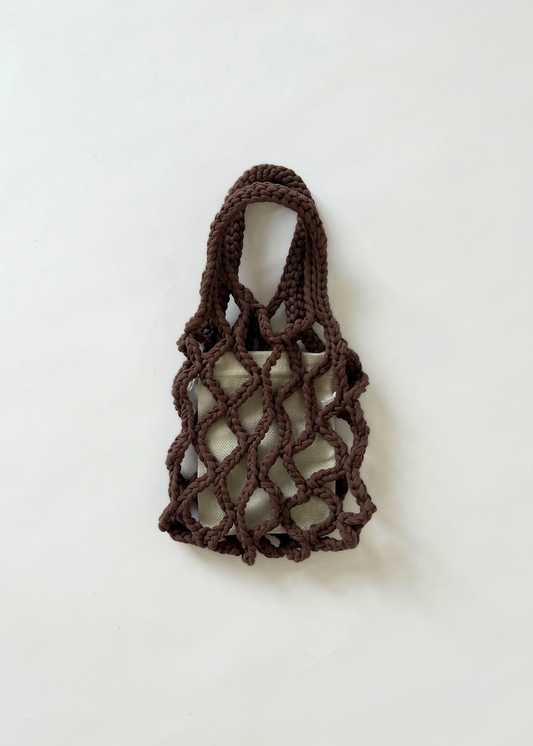 Crochet net bag - pecan