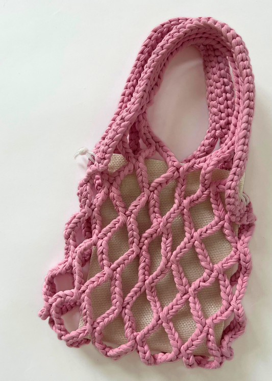 Crochet net bag - pink